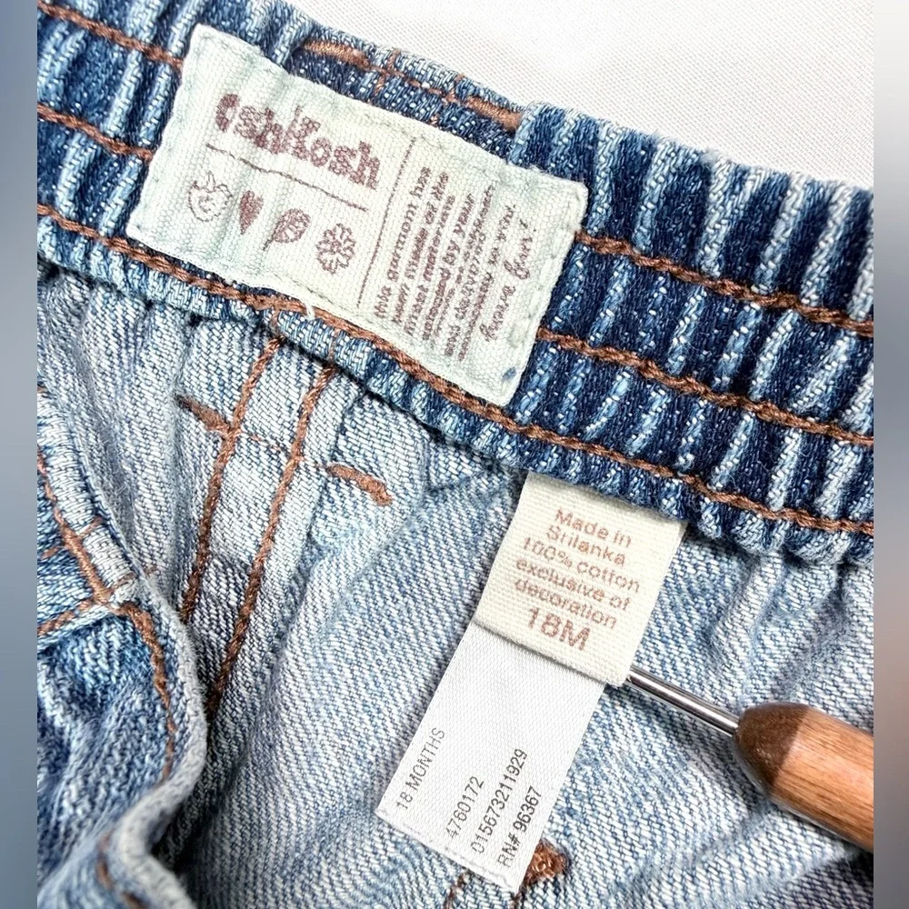 VINTAGE OSHKOSH BGOSH Toddler Girl‎ Jeans Floral 18M Cottagecore 90s Y2K Classic